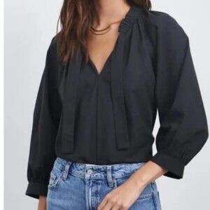 Rails Black Puff Sleeve Cottage Core Top Size XS